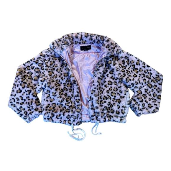 BRITNEY SPEARS 90s Y2K Leopard Faux Fur Jacket Pop Upcycled Retro Vintage Size S - Picture 8 of 13
